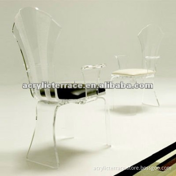 Clear acrylic lucite modern dining chair with arms